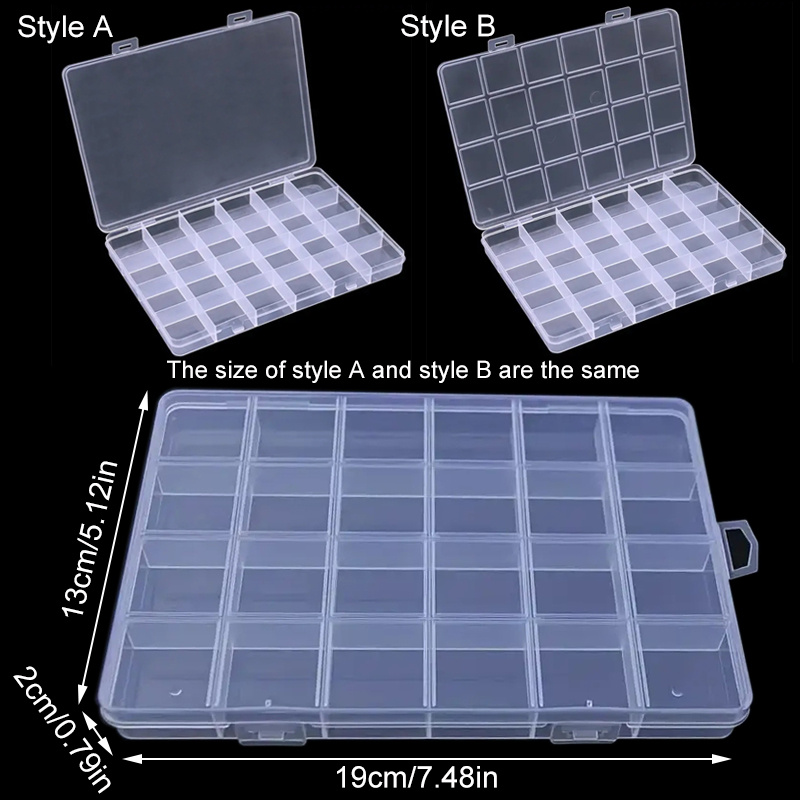 Caja organizadora ajustable 24 espacios para joyas tornillos