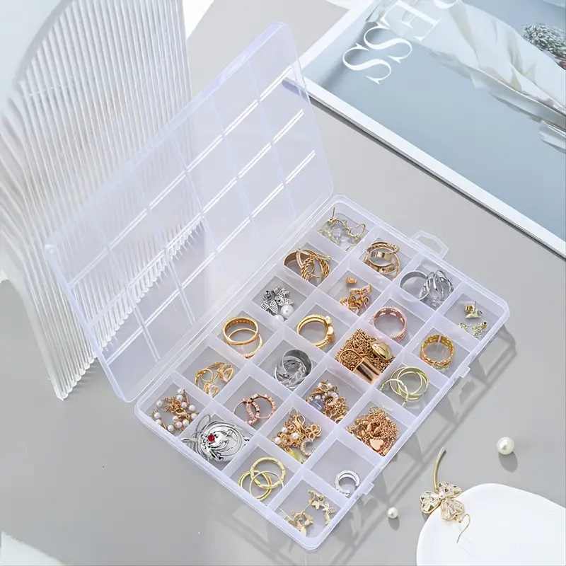 1pc Adjustable Jewelry Storage Box with 24 Grids and Dividers - Perfect for  Organizing Beads, Rings, Screws, and Clips
