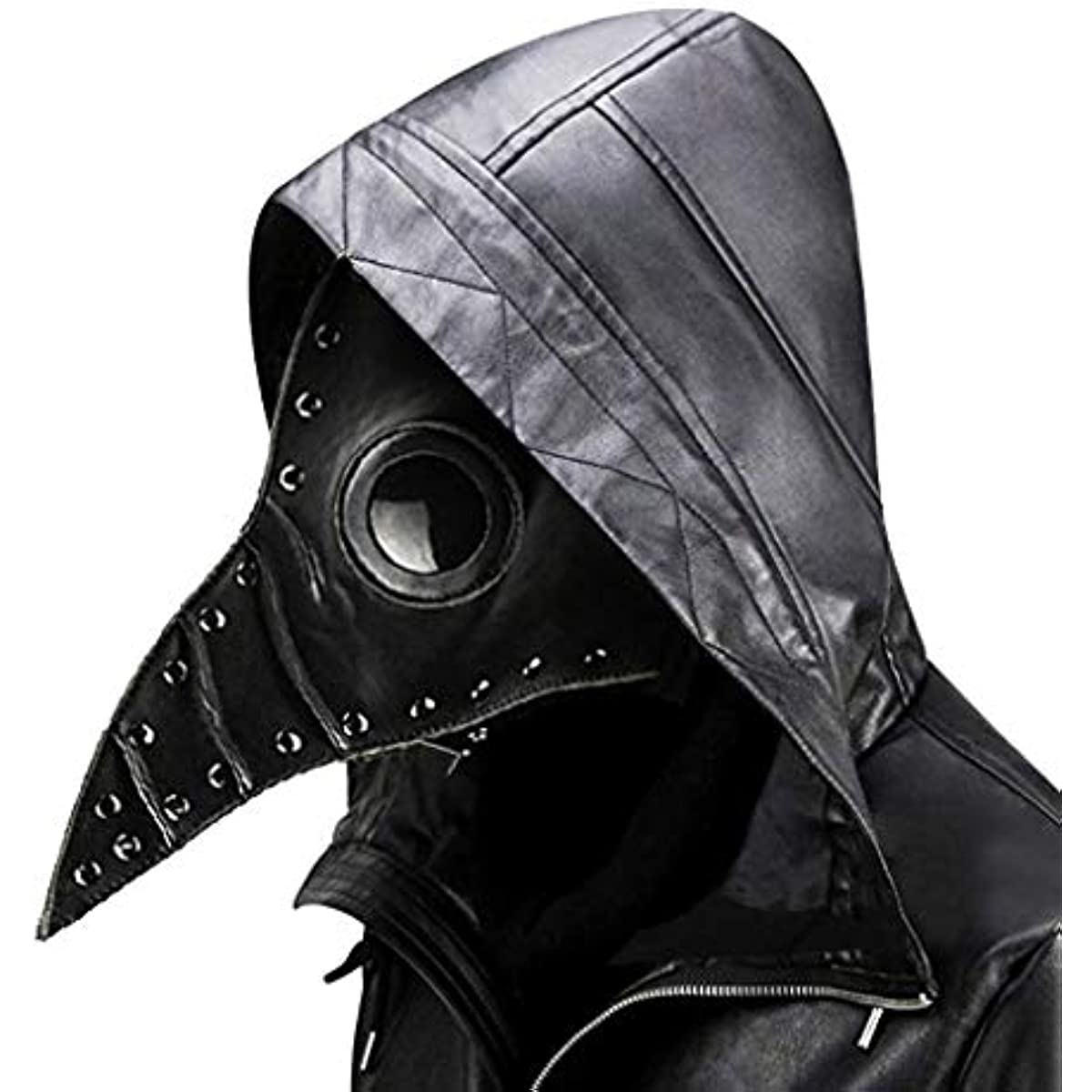 Masque gothique docteur de la peste en simili cuir noir