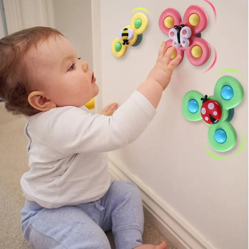 Suction Cup Spinner Toy For Baby, 3pcs Spinner Sensory Toys For Toddlers  1-3 Cartoon Baby Bath Toys 6 To 12 Months Kids Birthday Gift For Baby High  Ch