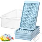 set blue ice trays ice bin ice scoop mini ice cube trays for freezer tiny ice cube tray with lid and bin 104x4 pcs crushed ice trays easy release bpa free for chilling drinks coffee cocktail