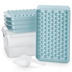 set blue ice trays ice bin ice scoop mini ice cube trays for freezer tiny ice cube tray with lid and bin 104x4 pcs crushed ice trays easy release bpa free for chilling drinks coffee cocktail