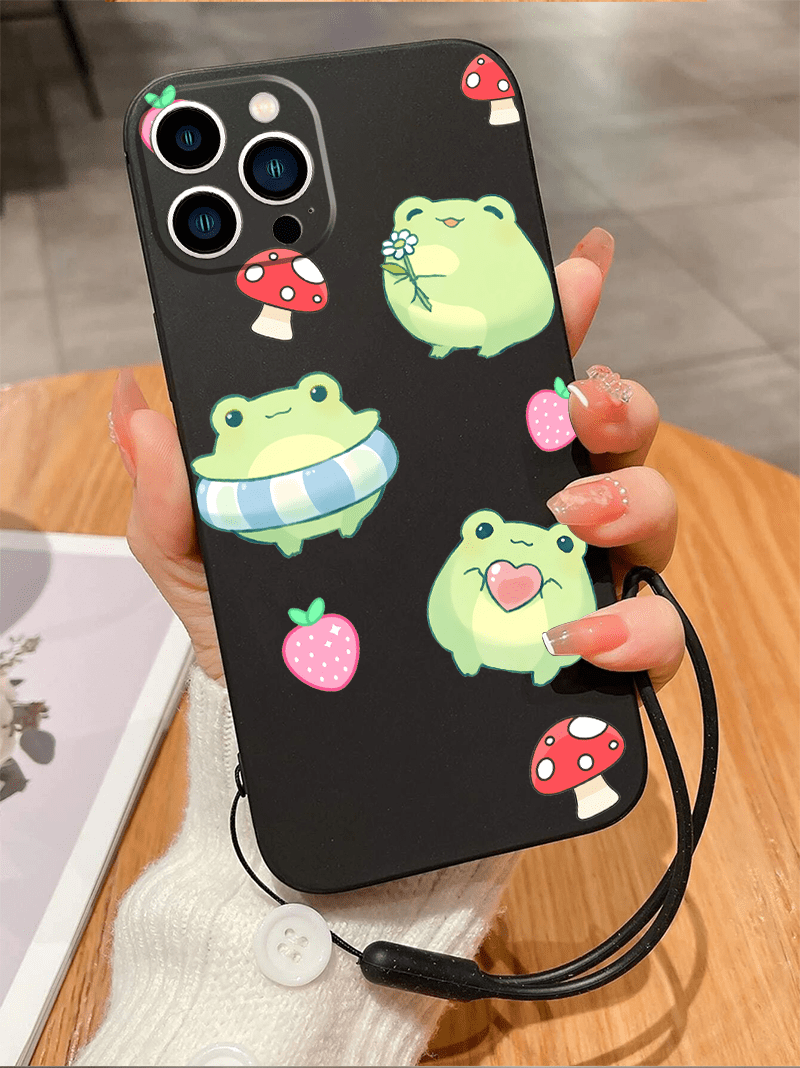 Animation Frog Graphic Phone Case Lanyard Iphone 14 13 12 11 - Temu