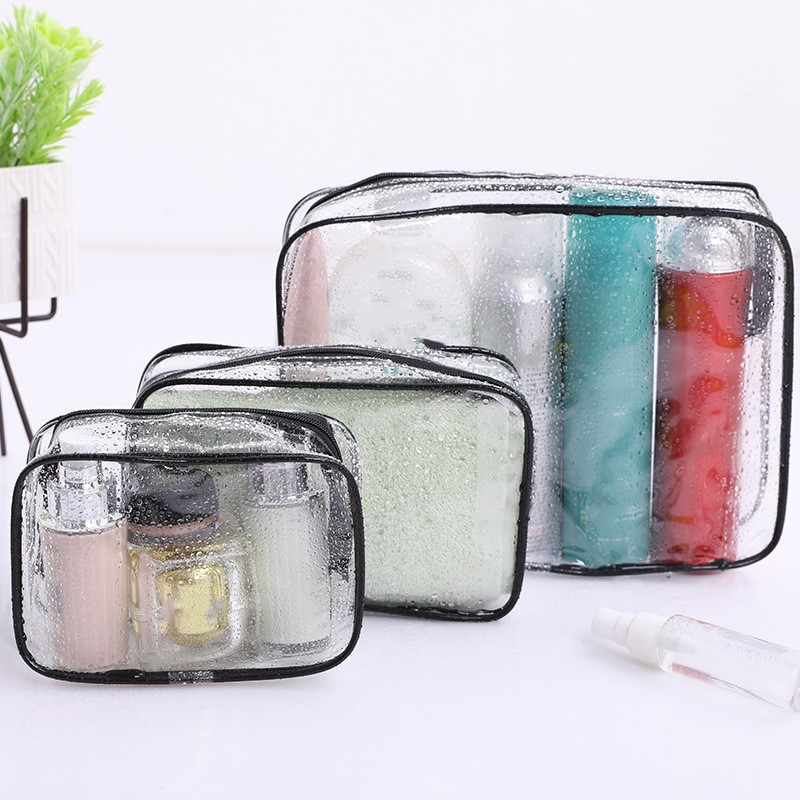 3pcs Clear Makeup Bags Transparent Cosmetic Bags Pvc Pu Portable Toiletry  Travel Bag Waterproof Zipper Storage Pouch Organizer (y-c-2)