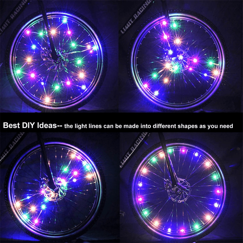  Luces de rueda de bicicleta, 16 colores cambiantes, luces LED  brillantes e impermeables para neumáticos de ciclismo, luces delanteras y  traseras, luces de decoración de bicicleta, luces de decoración para niños