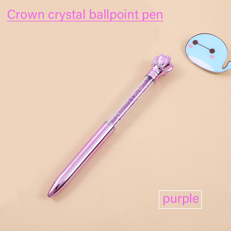 Creative Metal Crown Crystal Ballpoint Pen 0 7mm Blue Student