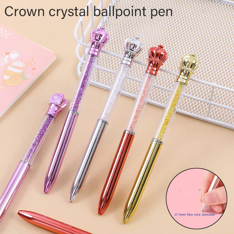 Creative Metal Crown Crystal Ballpoint Pen 0 7mm Blue Student