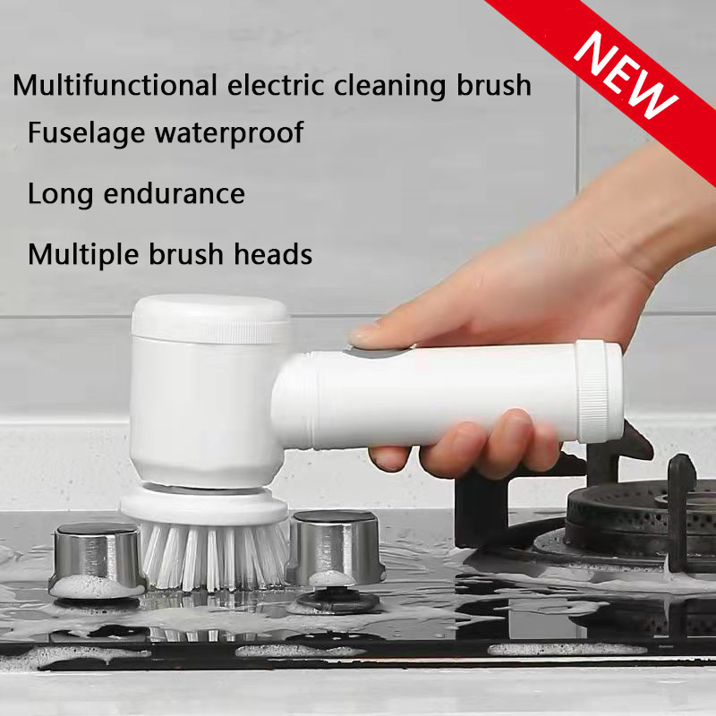 5 Heads Electric Cleaning Brush Bathroom Kitchen Handheld Bathtub Sink  Cleaner