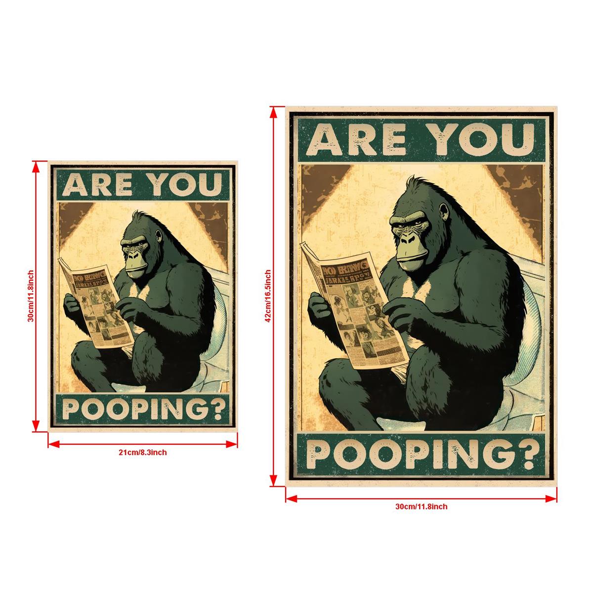 Vintage Retro Gorilla Toilet Charm Farmhouse Fun - Poster Add Temu