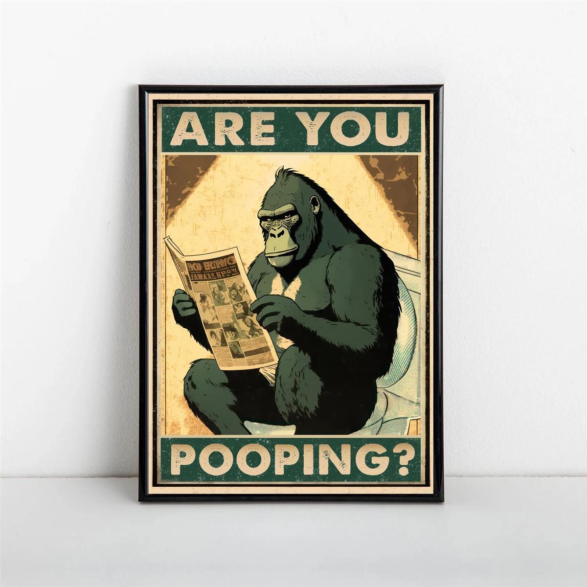 Vintage Retro Gorilla Toilet Poster Add Fun - Temu