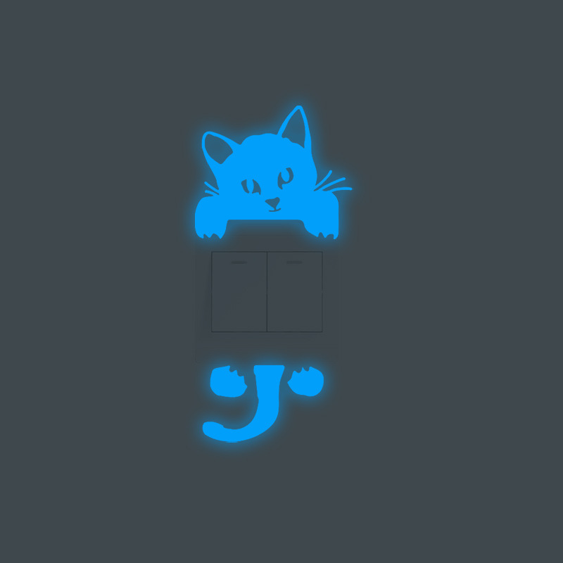 Glow in the Dark Cat Switch Wall Stickers Halloween Decor