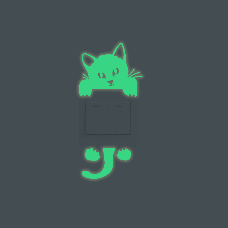 Glow in the Dark Cat Switch Wall Stickers Halloween Decor