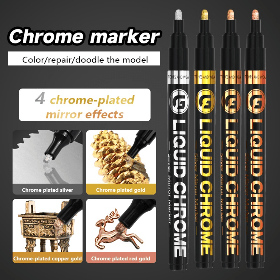 Liquid Chrome Marker Pens0.7mm/ 1mm/3mm Silver Pump Paint for