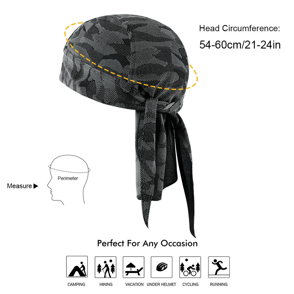 Men Biker Cooling Durag Skull Cap Du-rag Doo Rag Bandana Head Wrap Beanie  Hat US