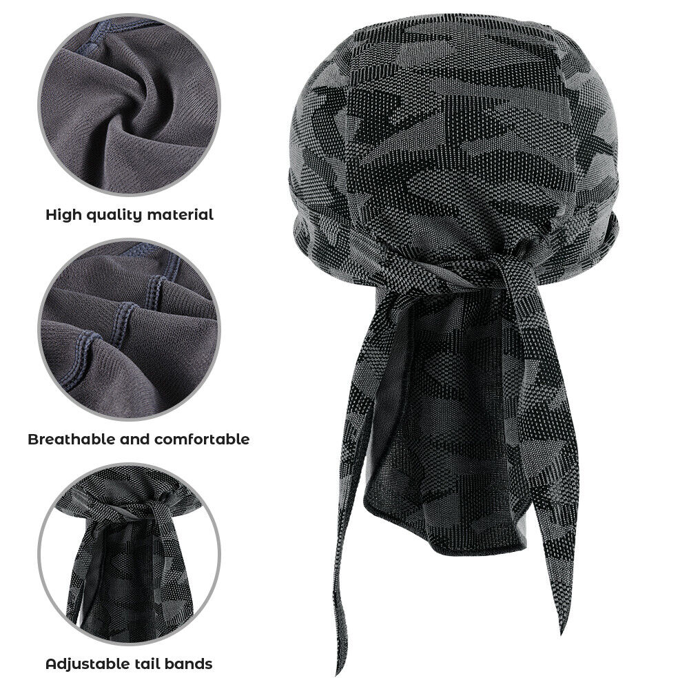 Breathable Durag Du-rag Headwear Head Wrap Beanie Skull Cap