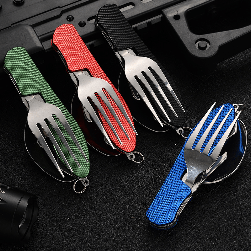 Camping Eating Utensil Set Folding Travel Fork/spoon/knife Multicolor  Camping Pocket Kits Outdoor Tableware Folding Fork/spoon SS Steel 