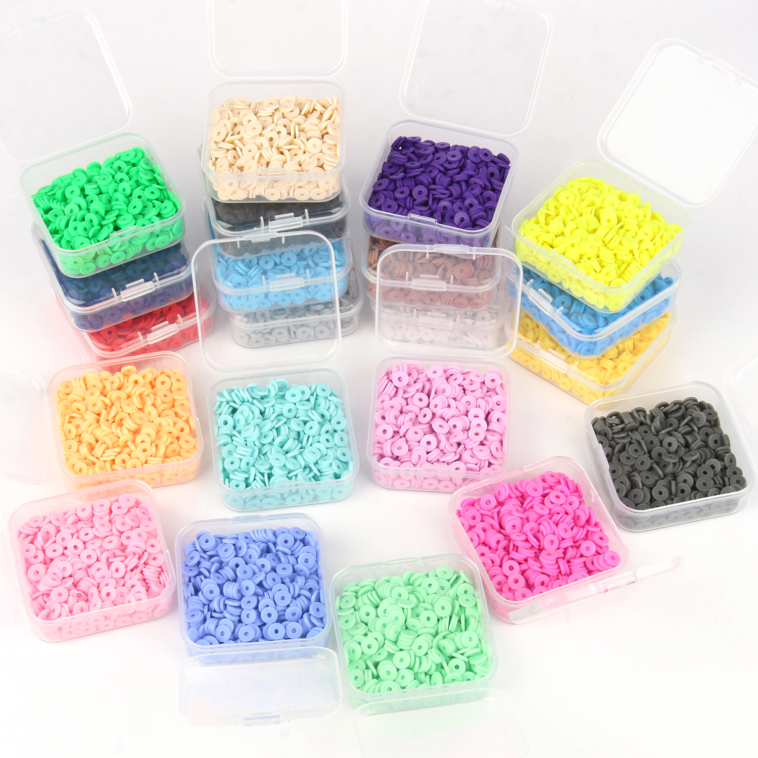 Boxed 500pcs Multi Colors Polymer Clay Beads 6mm Chip Disk Flat Round Spacer Beads For Jewellery Making