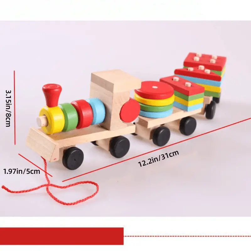 wooden train toddler toy wooden blocks for 1 3 year old boys girls montessori sorting stacking toy preschool educational toy for kids details 0