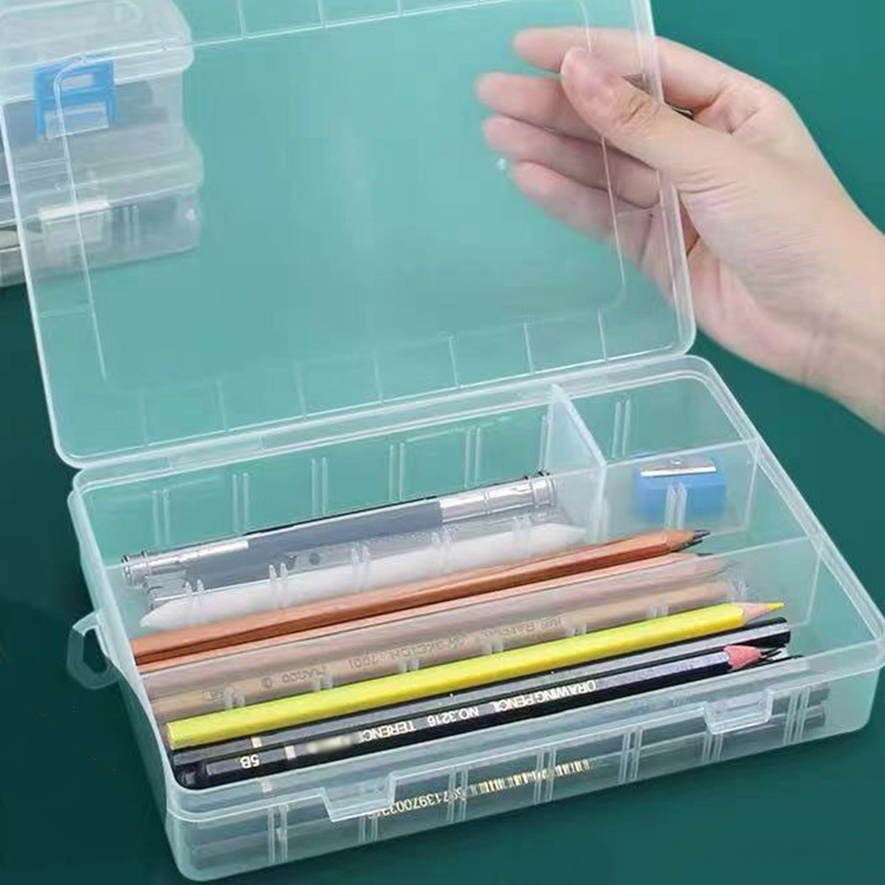 Sketch Pencil Case Simple Plastic Tool Box Artistic Supplies Storage Box  Transparent Stationery Case Free Space Switching,B : Amazon.co.uk:  Stationery & Office Supplies