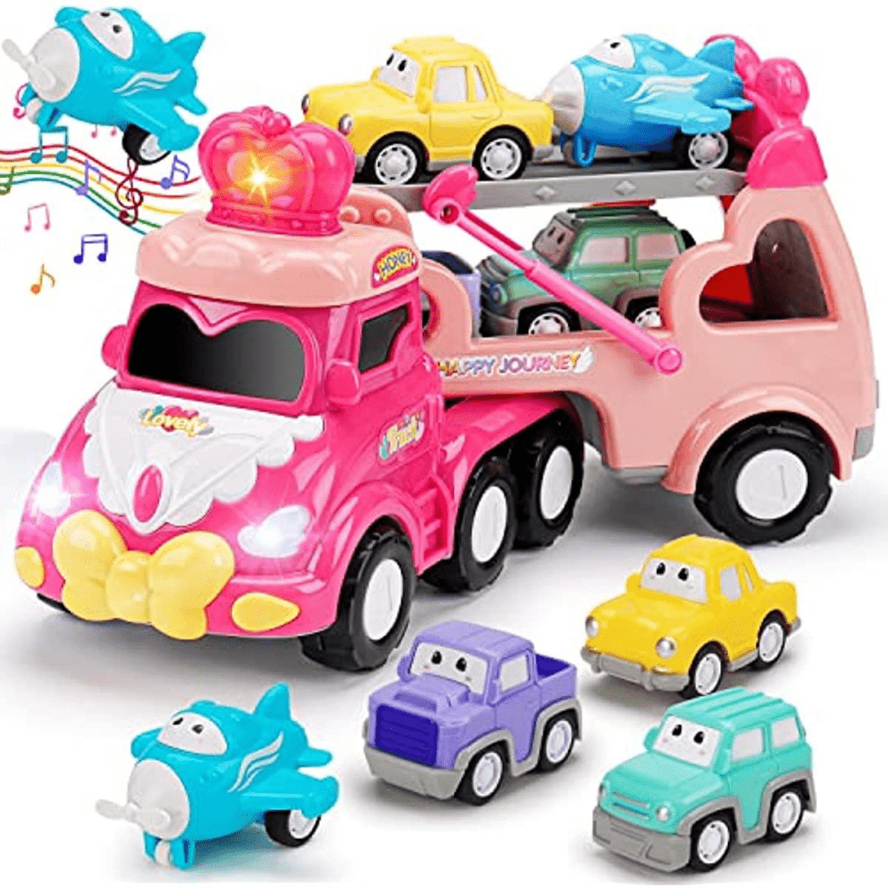 Jouets de voiture de camion jouet pour tout-petits, camions porteurs 7 en 1  pour 3 4 5 6 ans garçons et filles, véhicules de transport de camions à