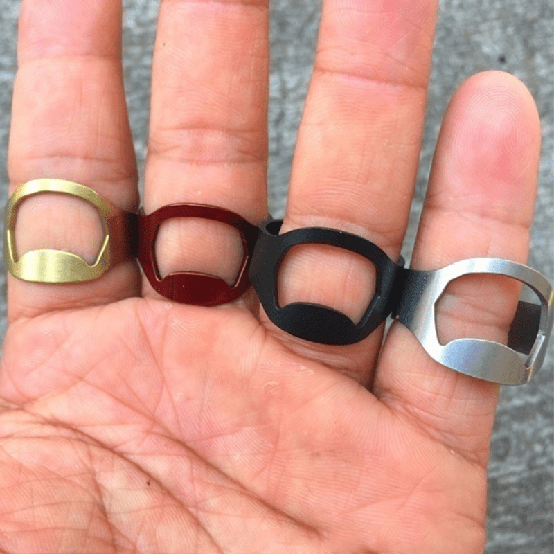 5x Silver Stainless Steel Metal Finger Thumb Keyring Ring Beer