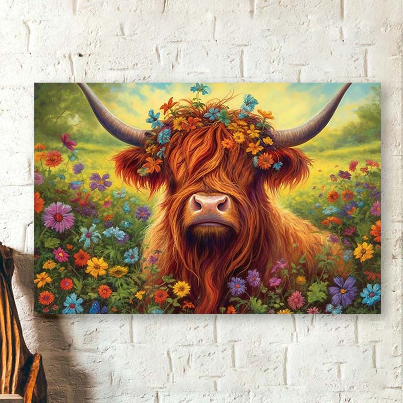 Huacan Diamond Painting Animals  Flower Cow Diamond Painting
