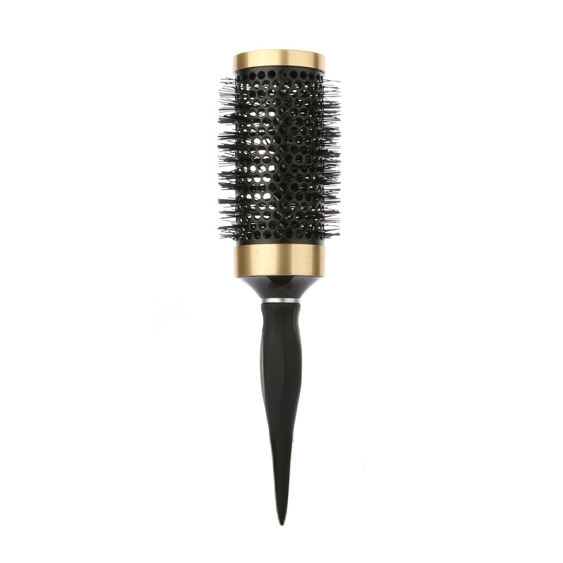 Aluminum Professional Salon Hair Brush, Hair Styling Rail, Tail Hairbrush, Hairdressing Comb, Round Curly Hair Rollers Tools, Black, 1pc
