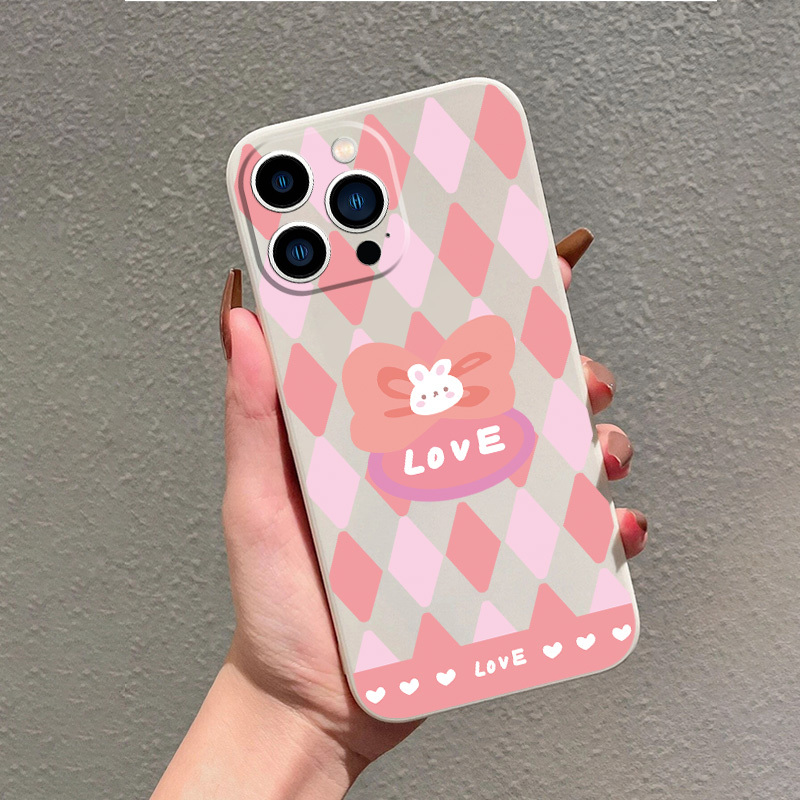 Phone Case Rhombus Rabbit Graphic Anti fall Iphone 14 13 12 - Temu ...