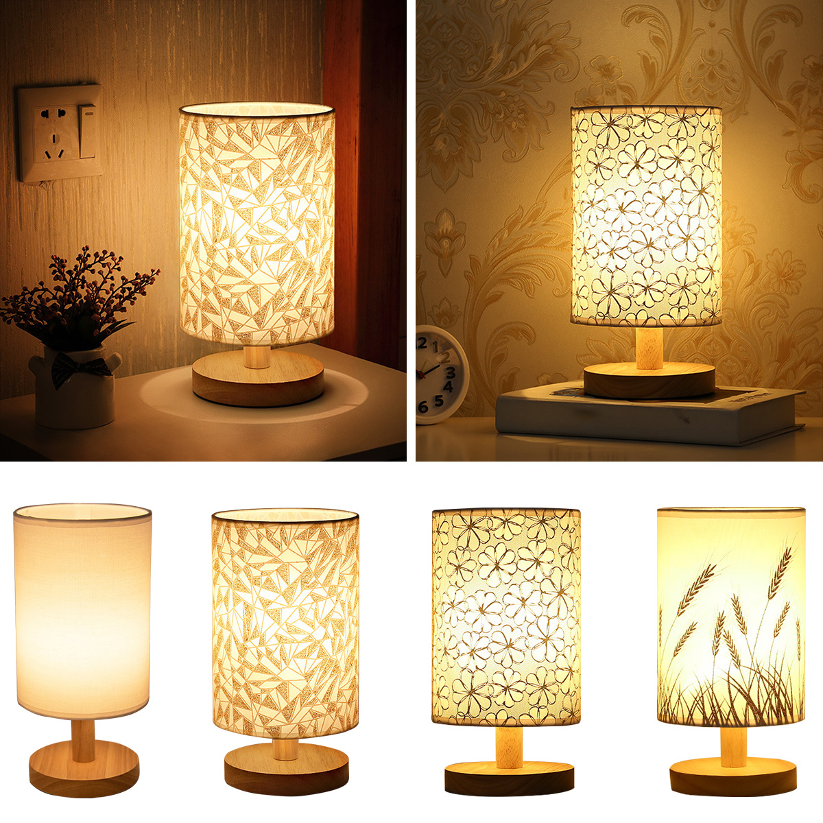 bedroom USB Rechargeable Lamps LED Night Lamp Desk Lamp Cloth Table Lamp