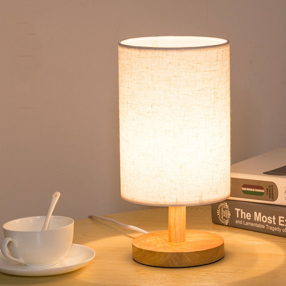 Usb Bedside Lamp Night Lights Table Lamp For Bedroom Wooden - Temu