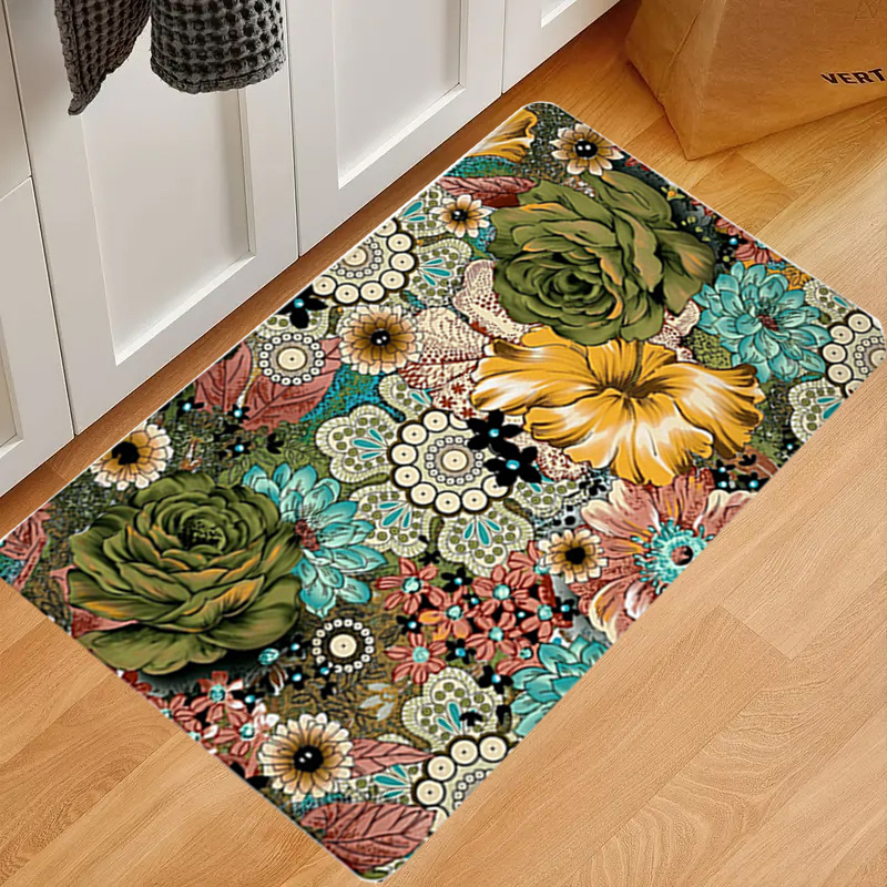 Floral Soft Kitchen Rug Cushioned Anti fatigue Kitchen Rug - Temu