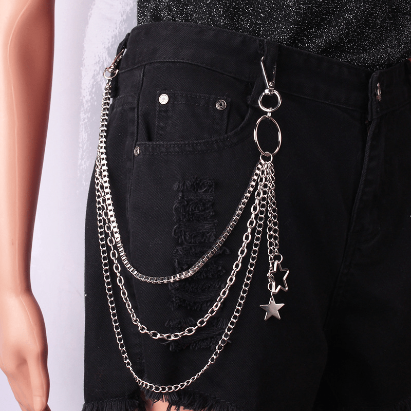 Punk Layered Chain Pants Chain For Men Trendy Hip Hop Heart - Temu Australia