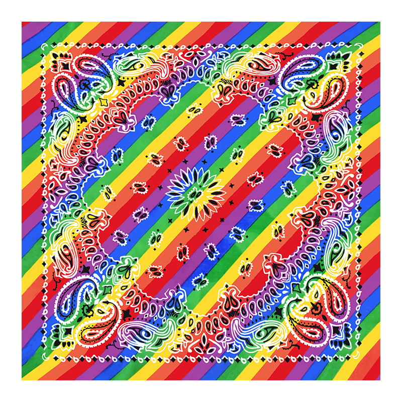 Paisley Rainbow Print Square Scarf Bandana LGBT Pride Headscarf