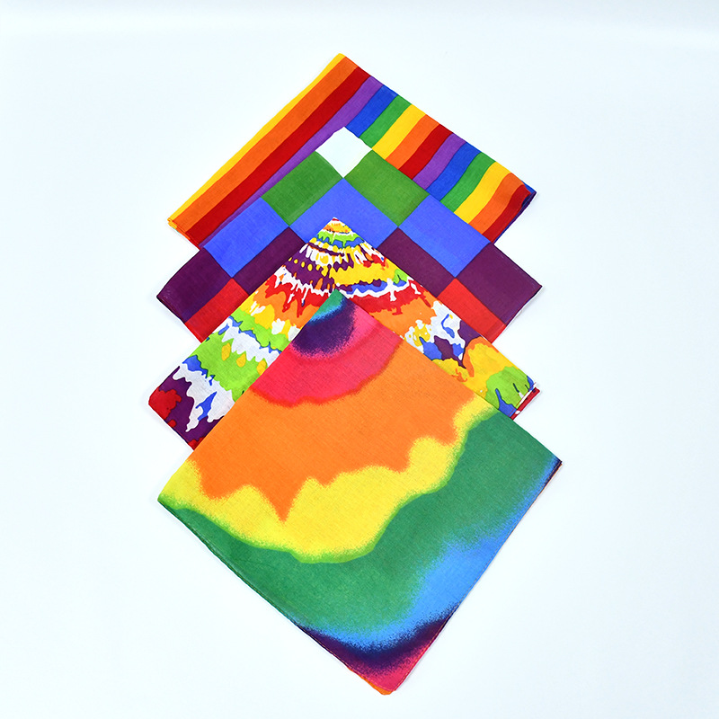 Paisley Rainbow Print Square Scarf Bandana LGBT Pride Headscarf