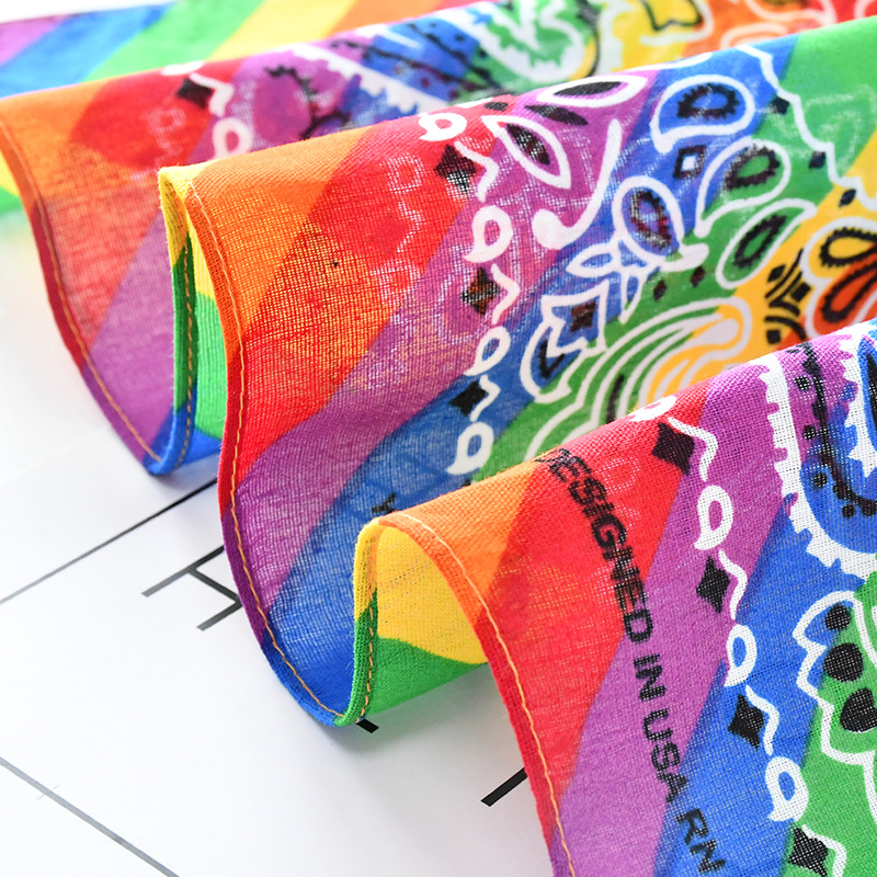 Paisley Rainbow Print Square Scarf Bandana LGBT Pride Headscarf