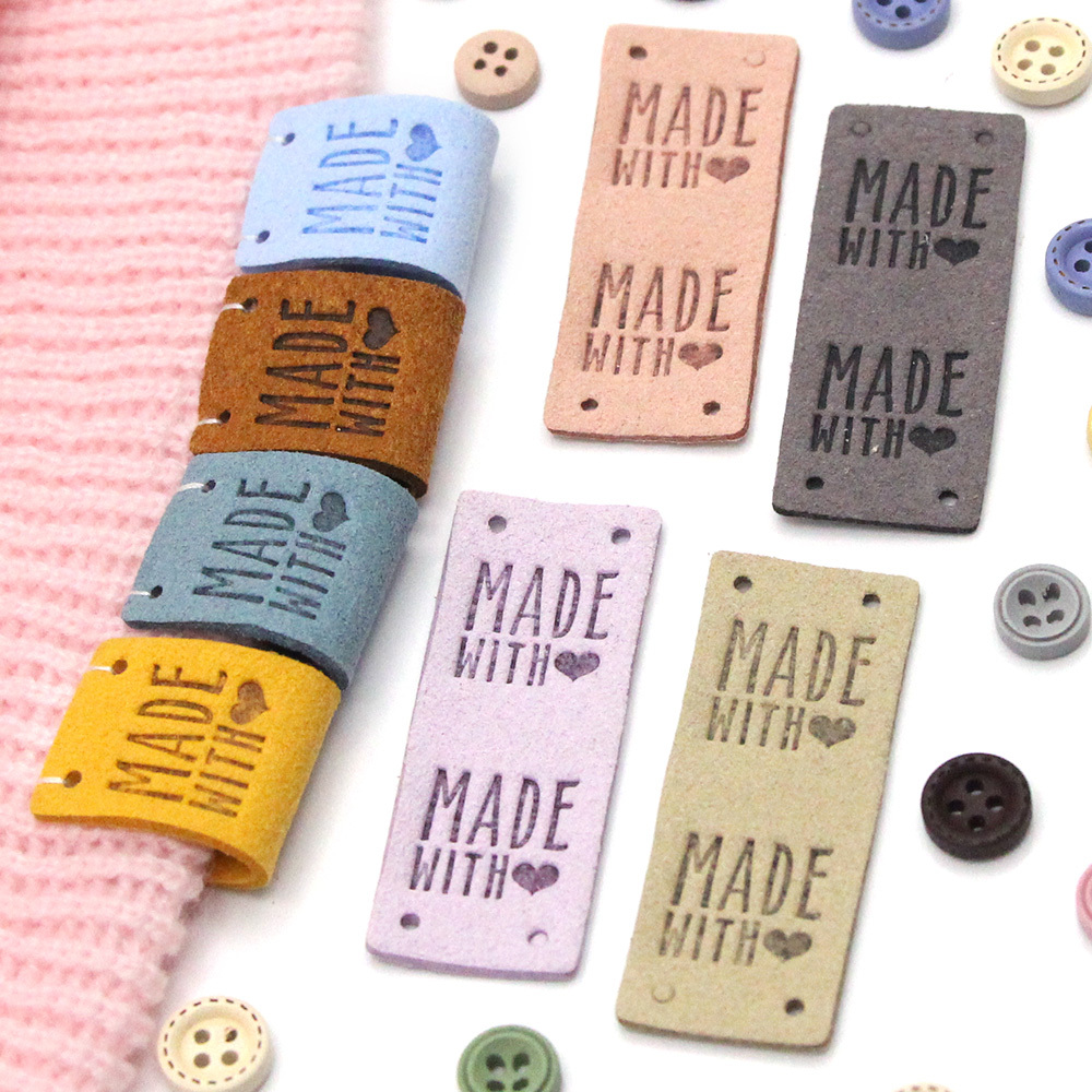 6 Leather-labels Made of Genuine handmade With Love 