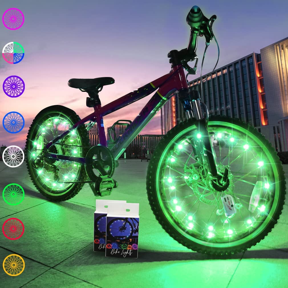 AW 20 luces LED ultra brillantes para llantas de bicicleta, paquete de 1  tira de luces de rueda de bicicleta de apertura y cierre automático