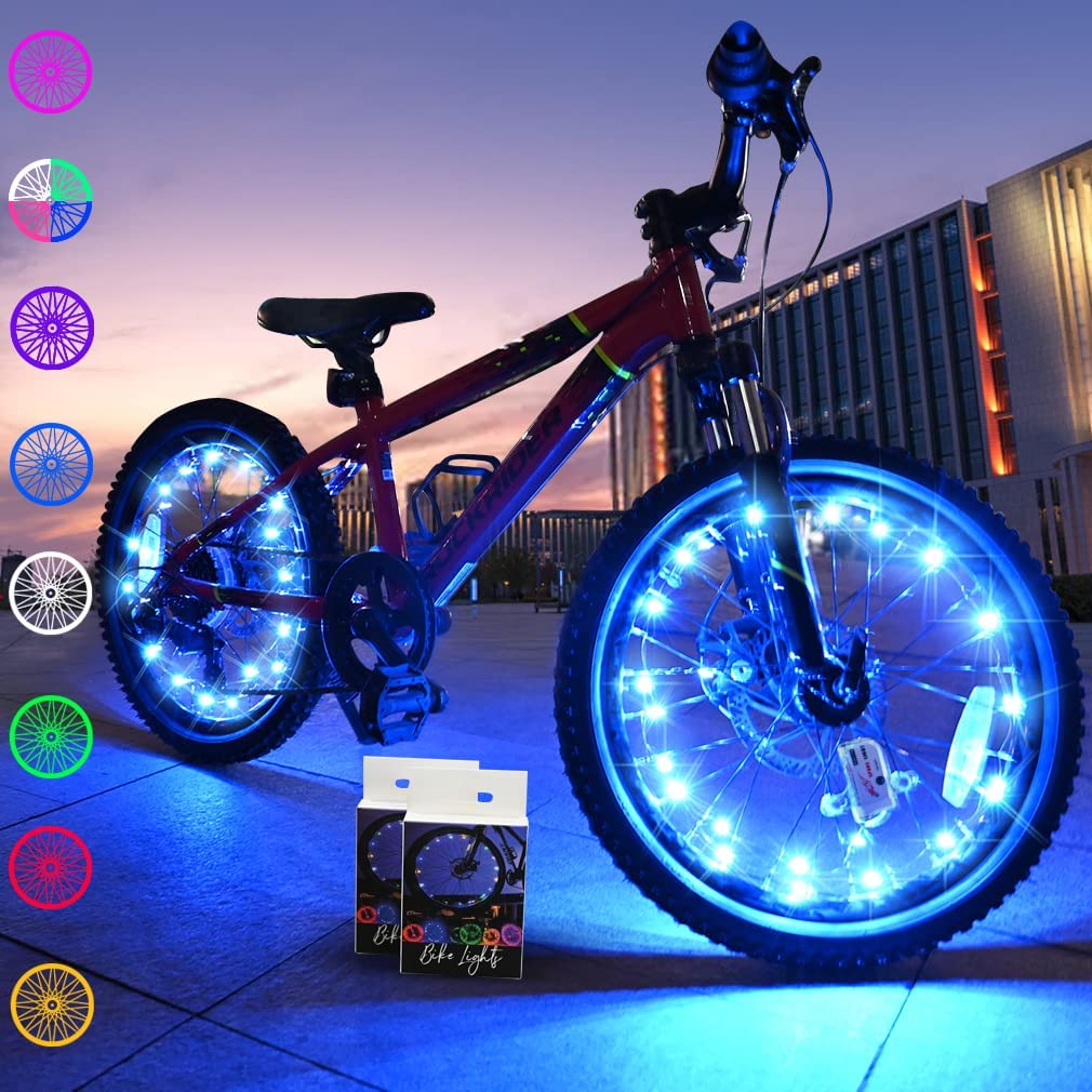 Rayon lumineux LED coloré pour roue de vélo,décoration de lampe avant et  arrière,bande lumineuse,étanche- blue[A81082]