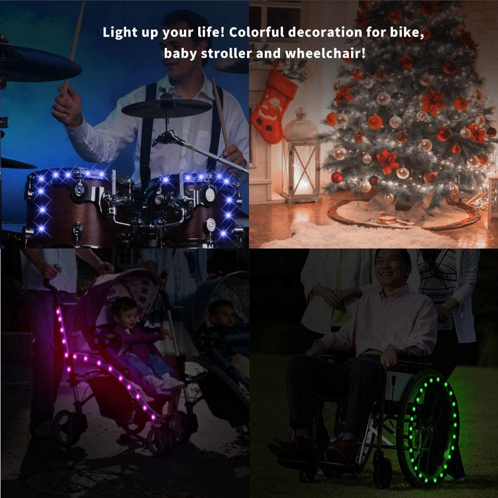 TINANA Luces LED para rueda de bicicleta (paquete de 1 rueda) ultra  brillantes, impermeables, luces de radios de bicicleta, decoración de  ciclismo