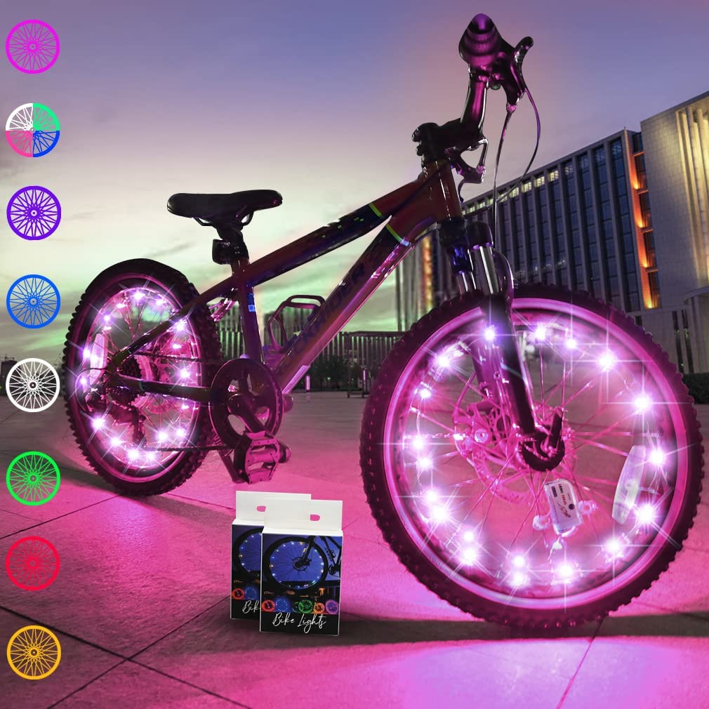 TINANA Luces de buje de rueda de bicicleta recargables impermeables LED  para radios de ciclismo, 7 colores, luz decorativa de advertencia de  seguridad