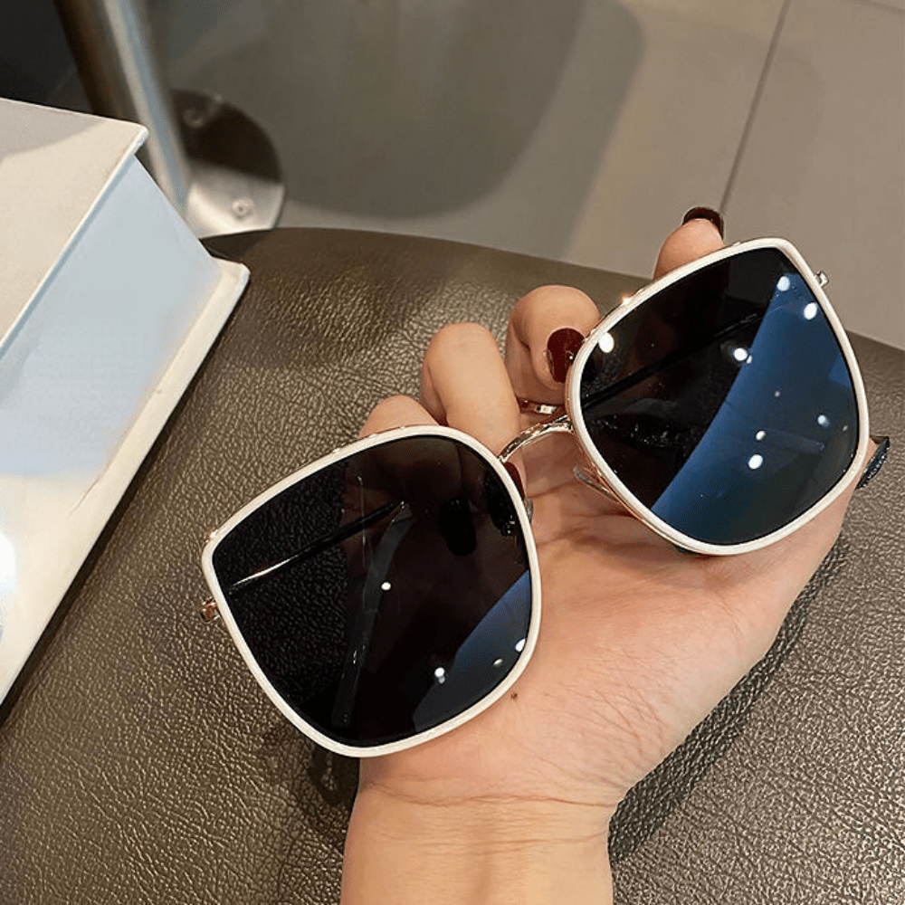 Square Metal Fashion Sunglasses For Women Men Large Mirror Lens Glasses For  Driving Beach Travel