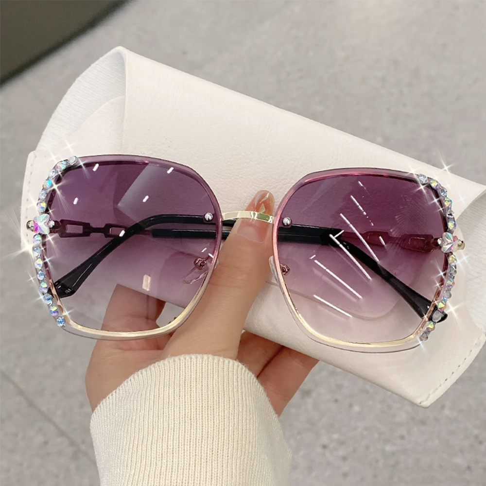 Oversized Rimless Fashion Sunglasses For Women Men Casual Rhinestone  Gradient Glasses For Summer Beach Party - Temu United Arab Emirates