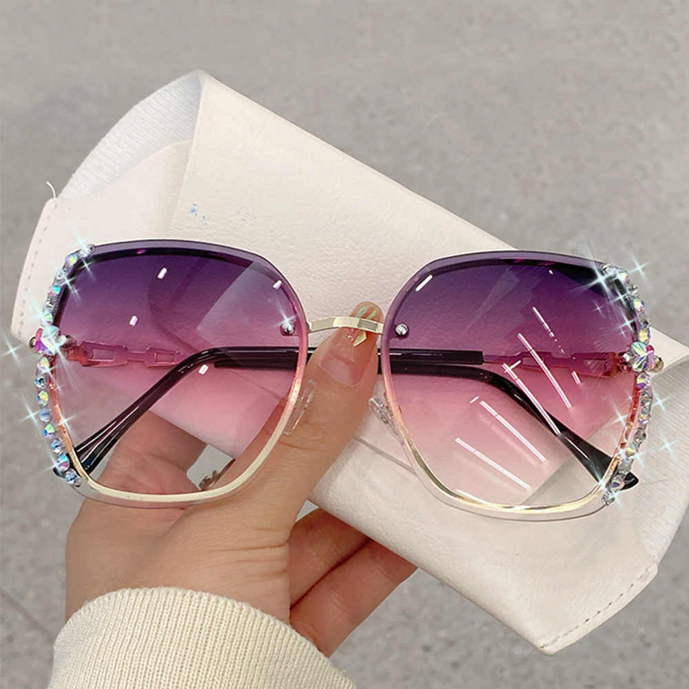 Oversized Rimless Fashion Sunglasses Women Men Round - Temu