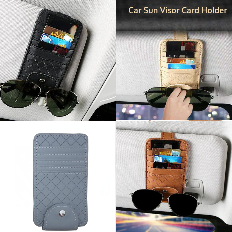 Porte-lunettes pour pare-soleil automobile, visière de voiture, lunettes de  soleil et organisateur de billets (