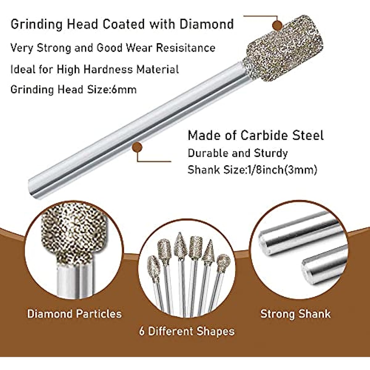 Stone Carving Set Diamond Burr Bits Compatible with Dremel, 20PCS Polishing  Kits Rotary Tools Accessories with 1/8' Shank For Carving, Engraving