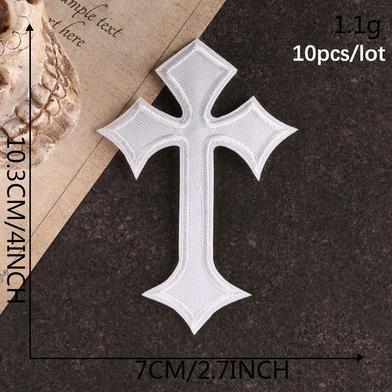 1Pcs Gold Cross Silver Cross Embroidery Patch iron on Sew on Patches for  Clothing Applique Accessories Cloth Sticker