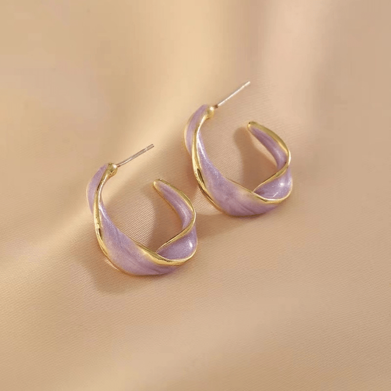 Aretes De Moda Redondos Retorcidos Nuevos Diseño Esmaltado De Primera  Calidad Red Sensitiva, Joyería De Oreja Ovalada