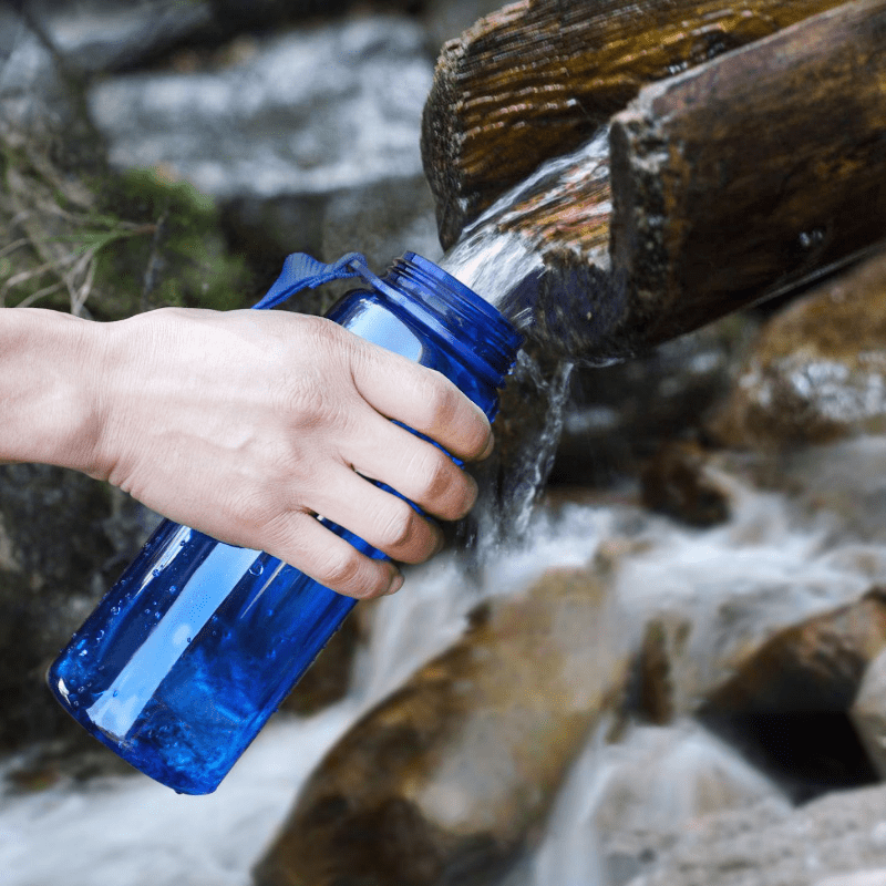 Water bottle with filter for travel, portable water filter bottle