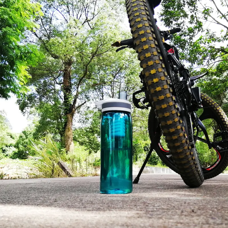 Filtered Water Bottle with Filter Straw For Travel Camping Biking