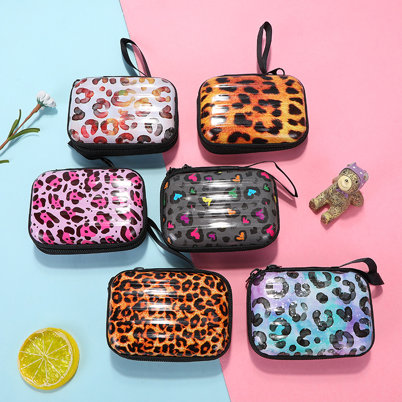 Trendy Suitcase Shaped Box Bag, Leopard Pattern Crossbody Bag, Mini Square  Purse With Zipper - Temu